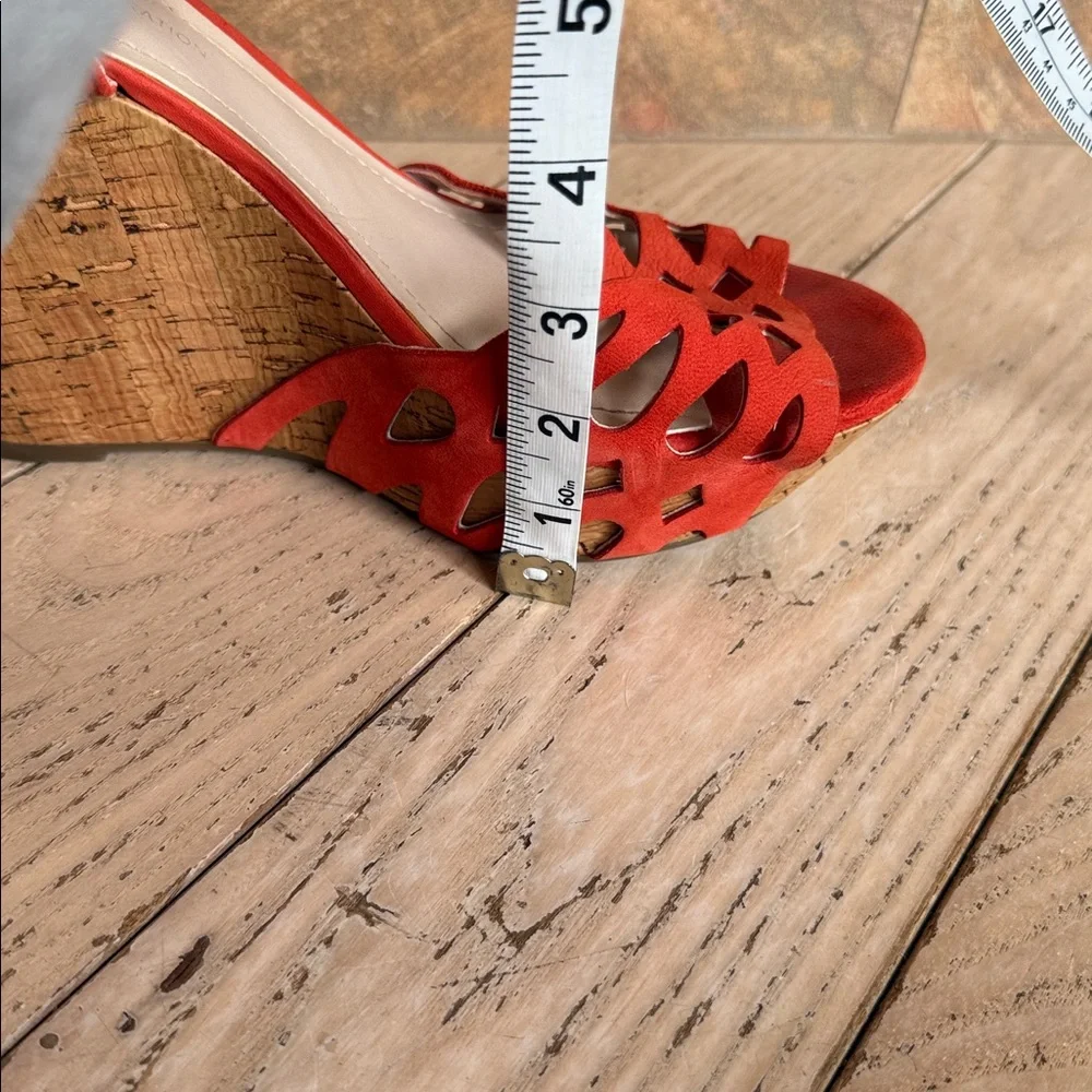 BCBGeneration Red Cutout Wedge Sandals - Picture 14 of 16